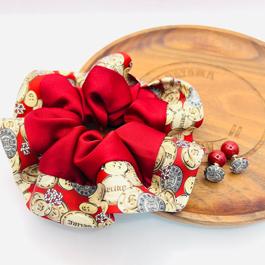 C-C Celine upcycled - scrunchie & earring set