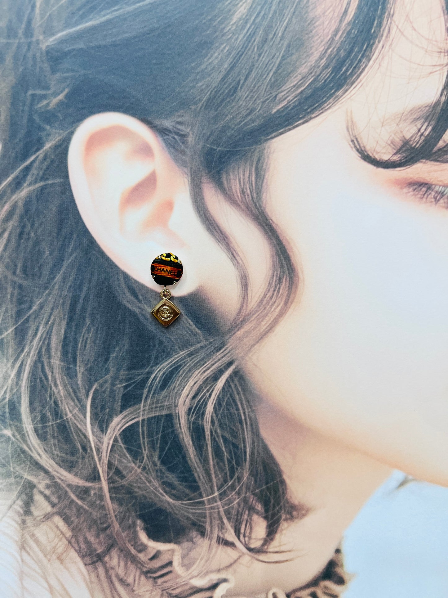 CC- - CC076 - upcycled orginal chanel’s charm earring