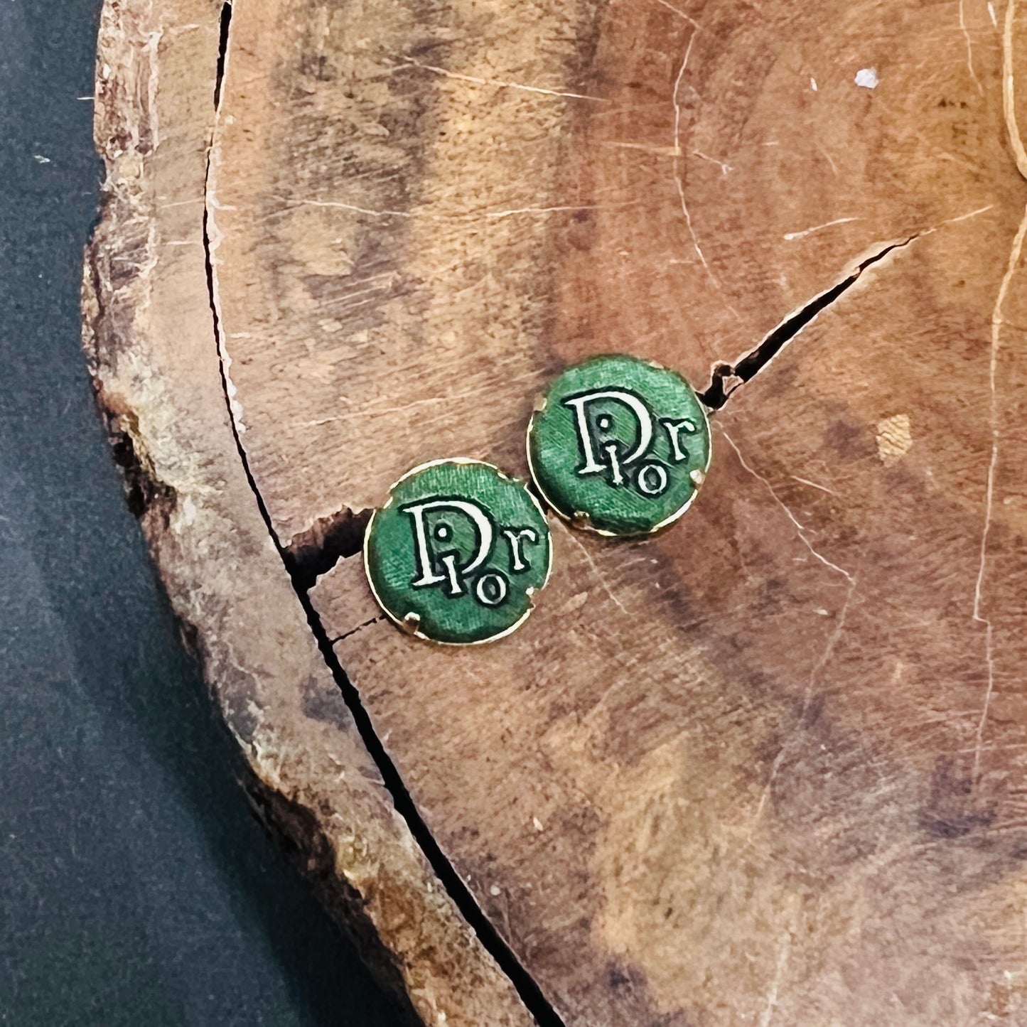 D-d014 Dior earring- forest Green