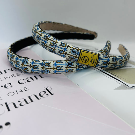 CC-CC135- soft blue and gold nautical headband