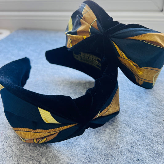 H- black & gold strap- winter Headband