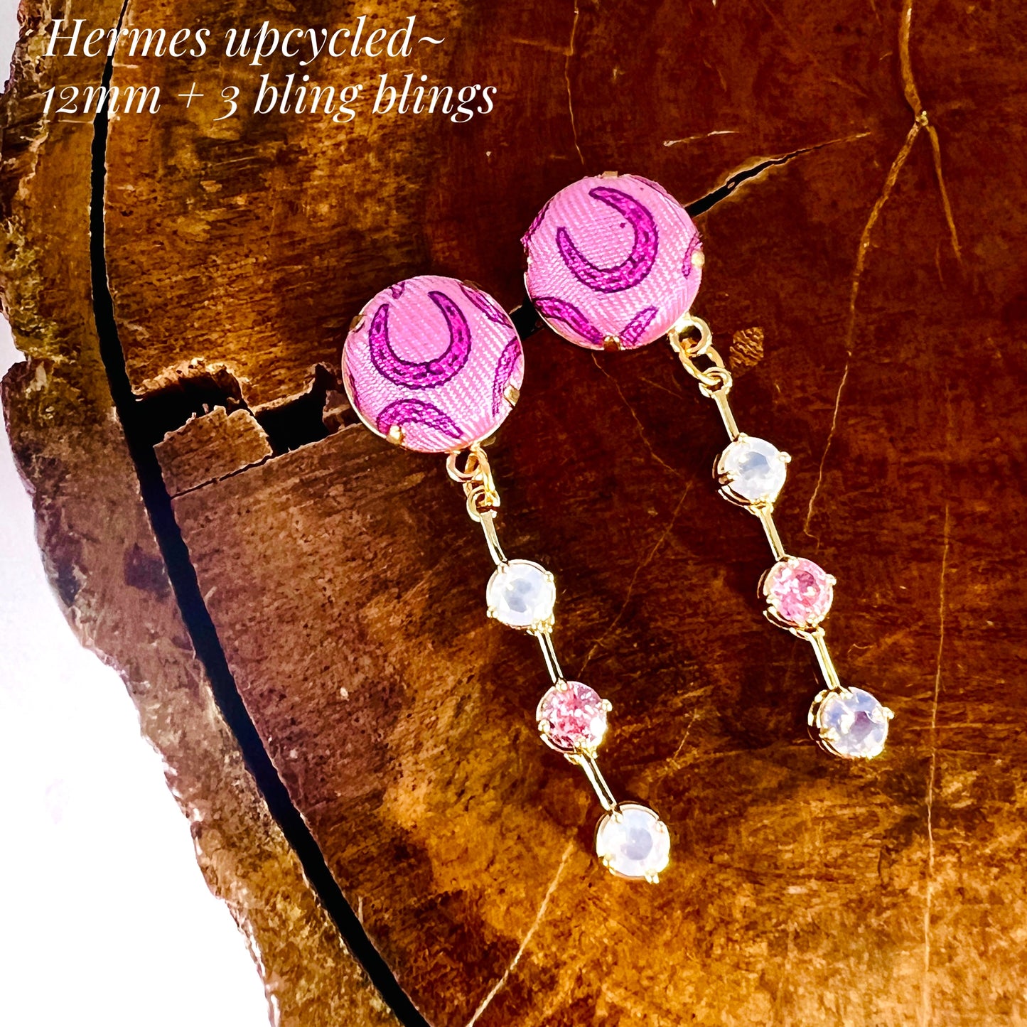 H-H0086-sakura Pink & Shocking pink lucky horseshoes- earrings