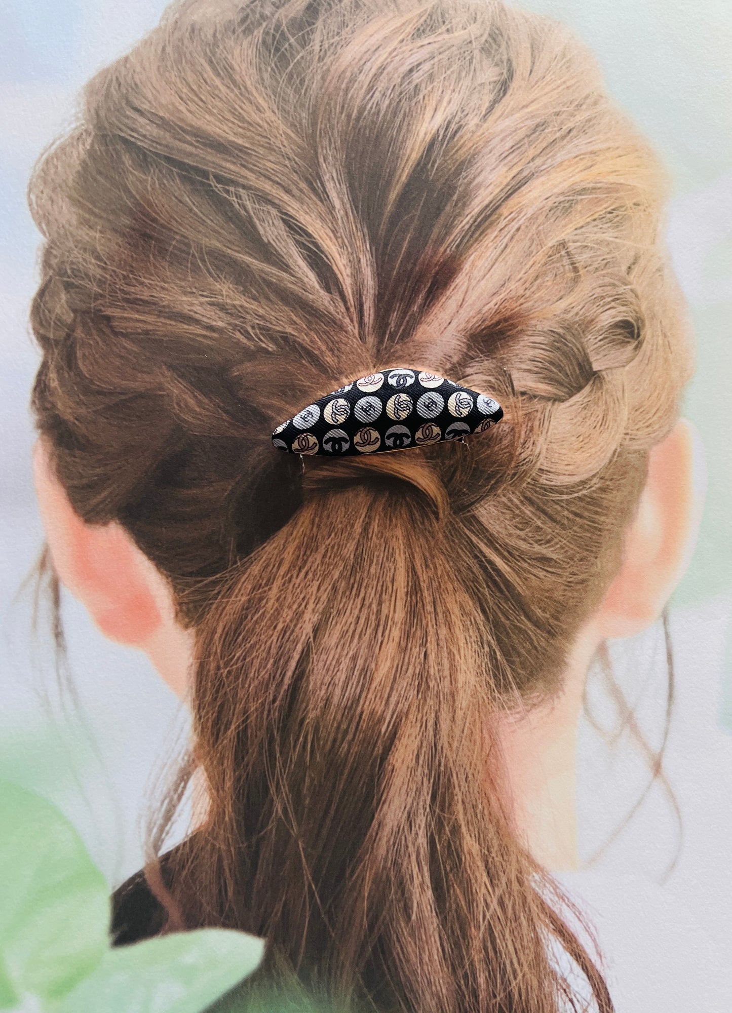 CC- CC0060- black & grey & beige CC logo- hairband