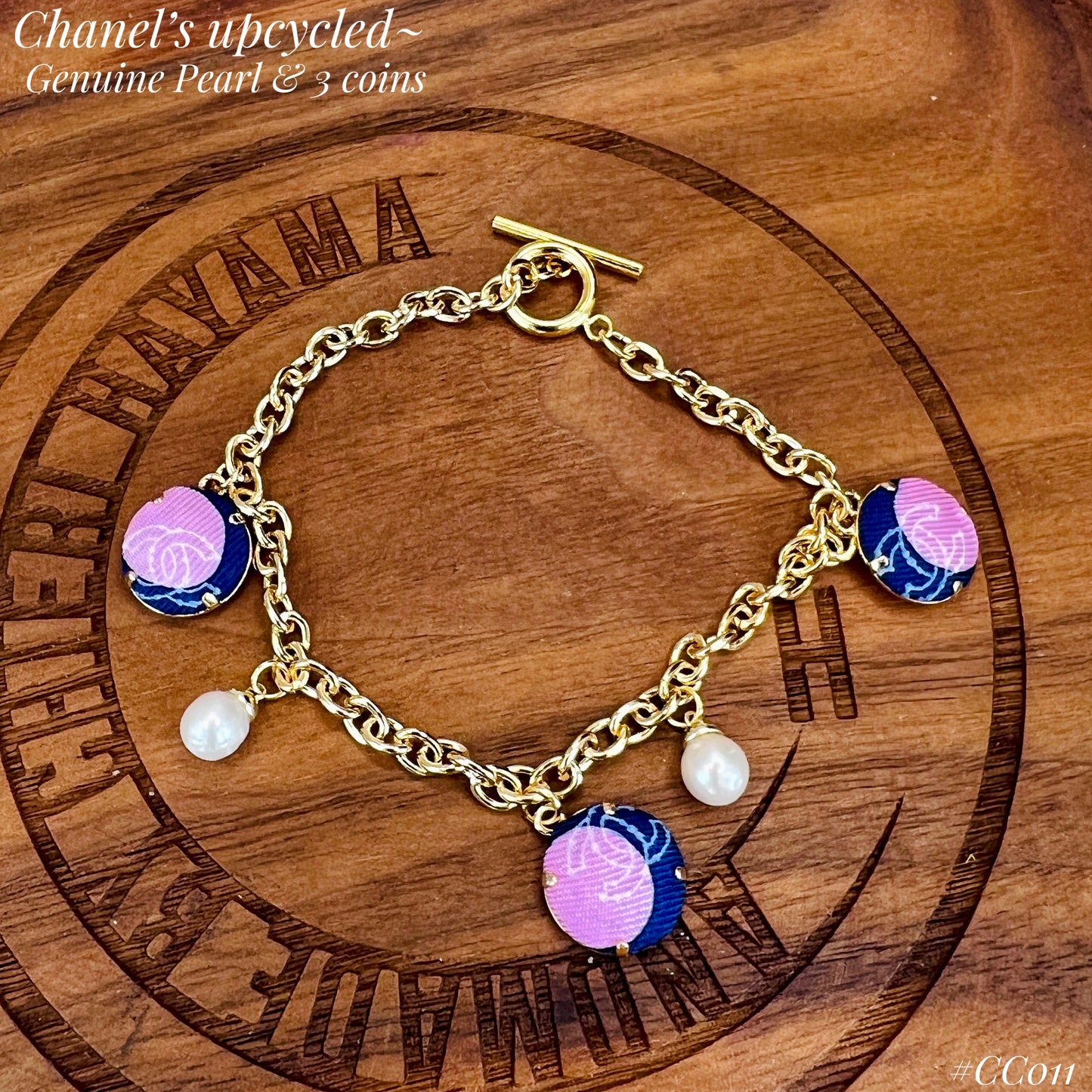 CC- Bubble Gum Pink & Astral CC logo- CC011- bracelet