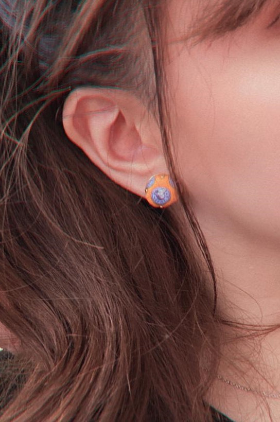 H-H most signature pattern in orange- H0039- earring