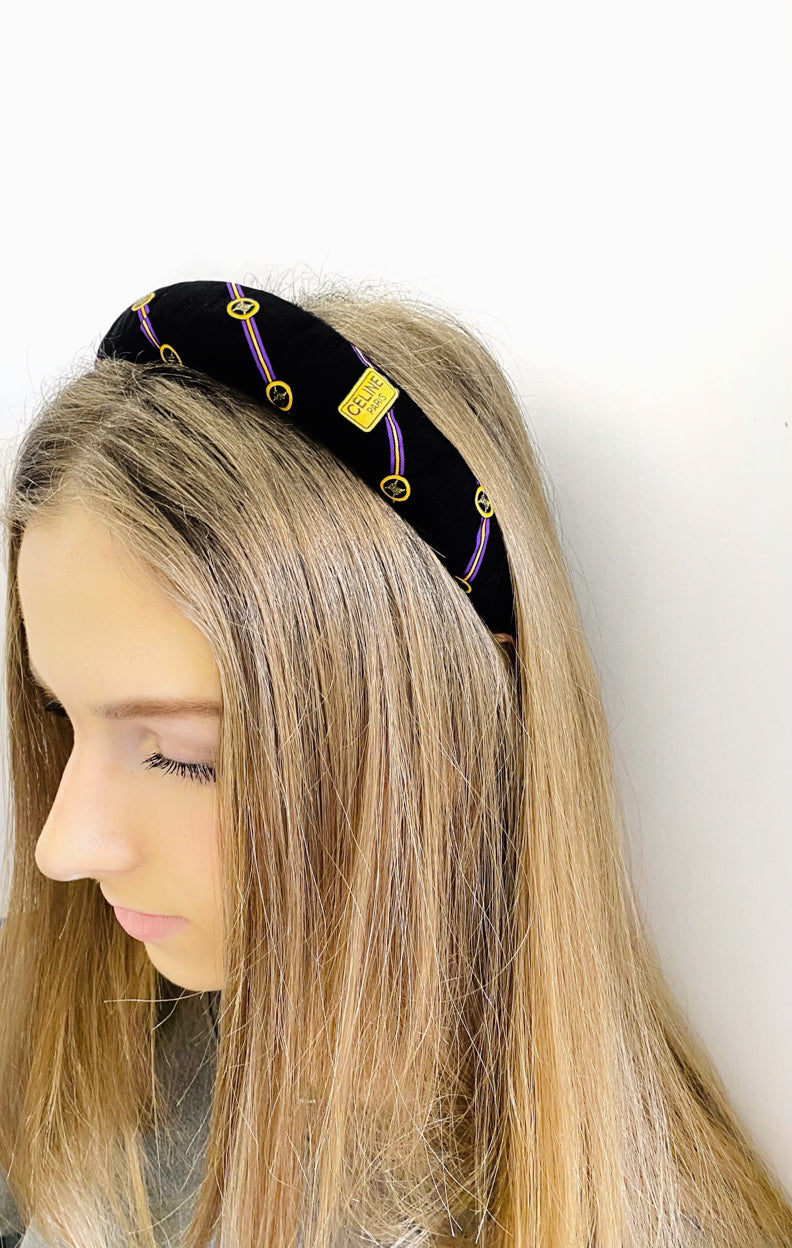 C-C black & purple strip Padded Headband