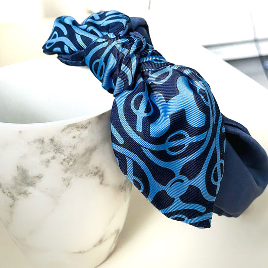 H-H3200 - Navy Big H pattern- Style 4 Headband