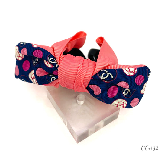 CC-Royal Blue & Pink Camellias- CC032-Pony Clip