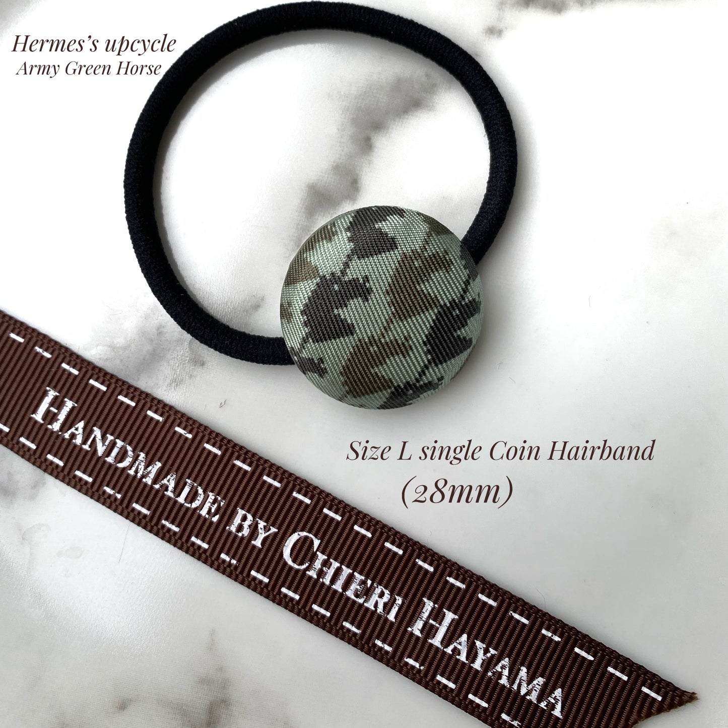 H-H0052- Tarragon Green with Palm Green Horse Pattern - Hairband/ earring