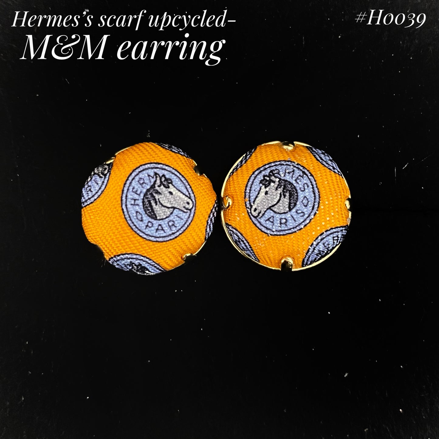 H-H most signature pattern in orange- H0039- earring