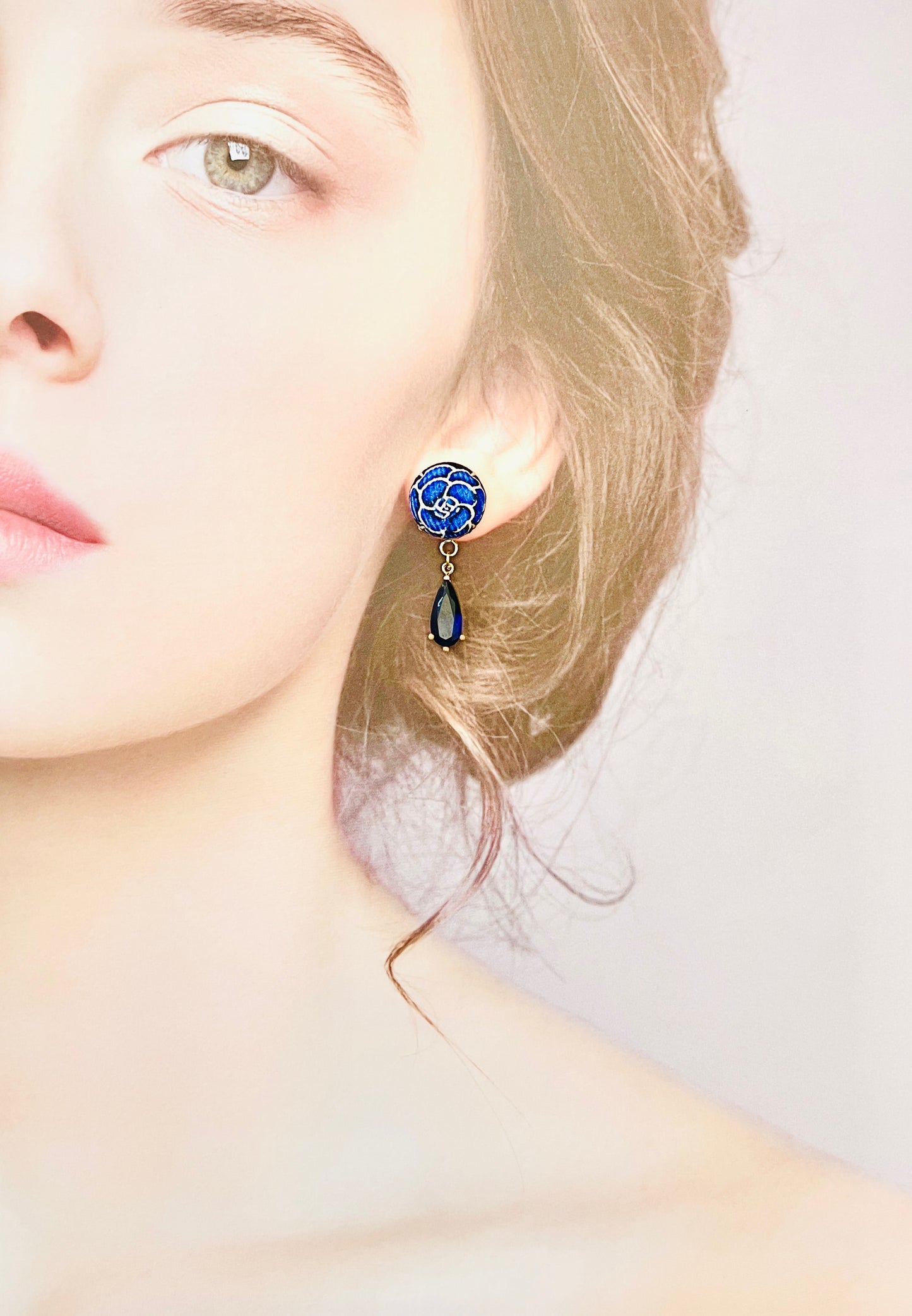 CC- Blue Camellias- CC061- Drop earring
