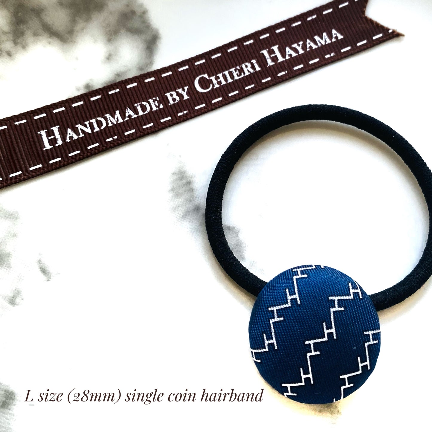 H-H0034- Navy with White big H pattern - Hairband