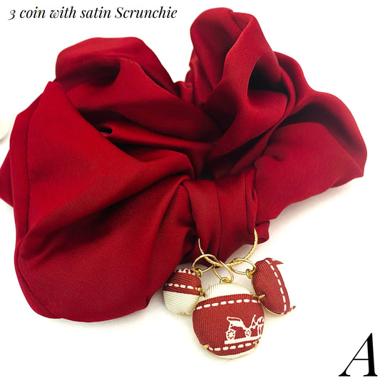 H-H Scrunchie with Chains- Ruby