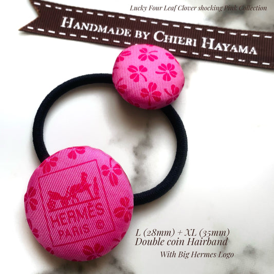 H-H0057- Blush Pink with Pomegranate Pink Lucky Four-Leaf Clover