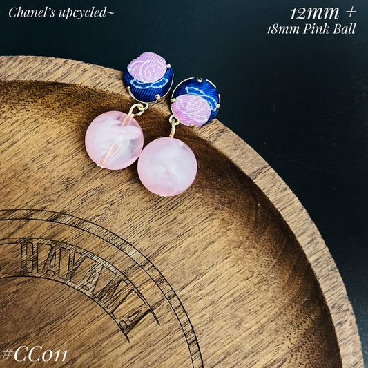 CC- Bubble Gum Pink & Astral CC logo- CC011- drop earring