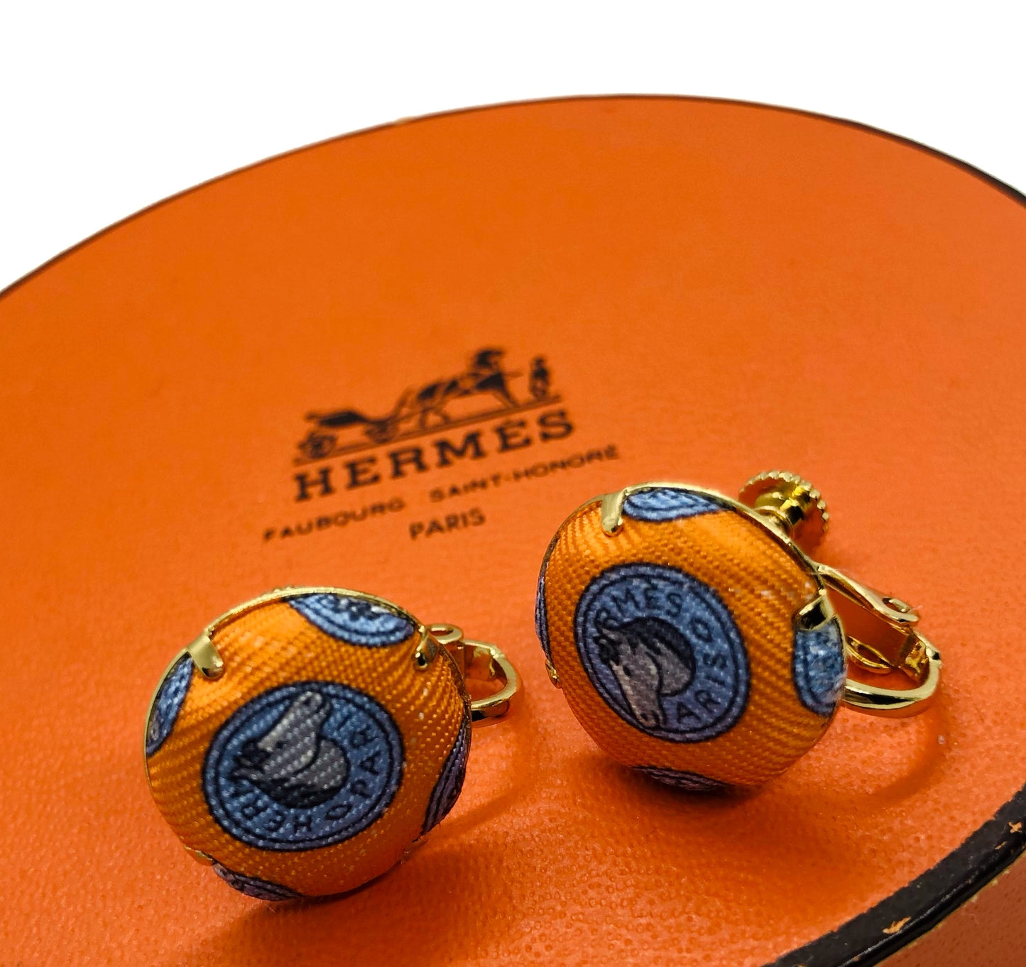 H-H most signature pattern in orange- H0039- earring