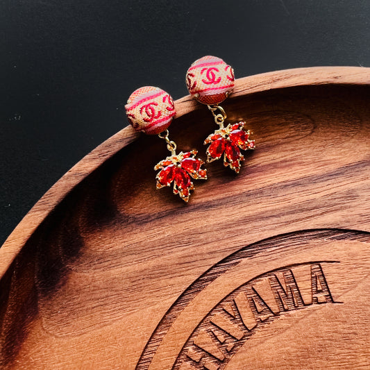 CC- Tangerine & Poppy orange Strip CC logo CC017 - earrings