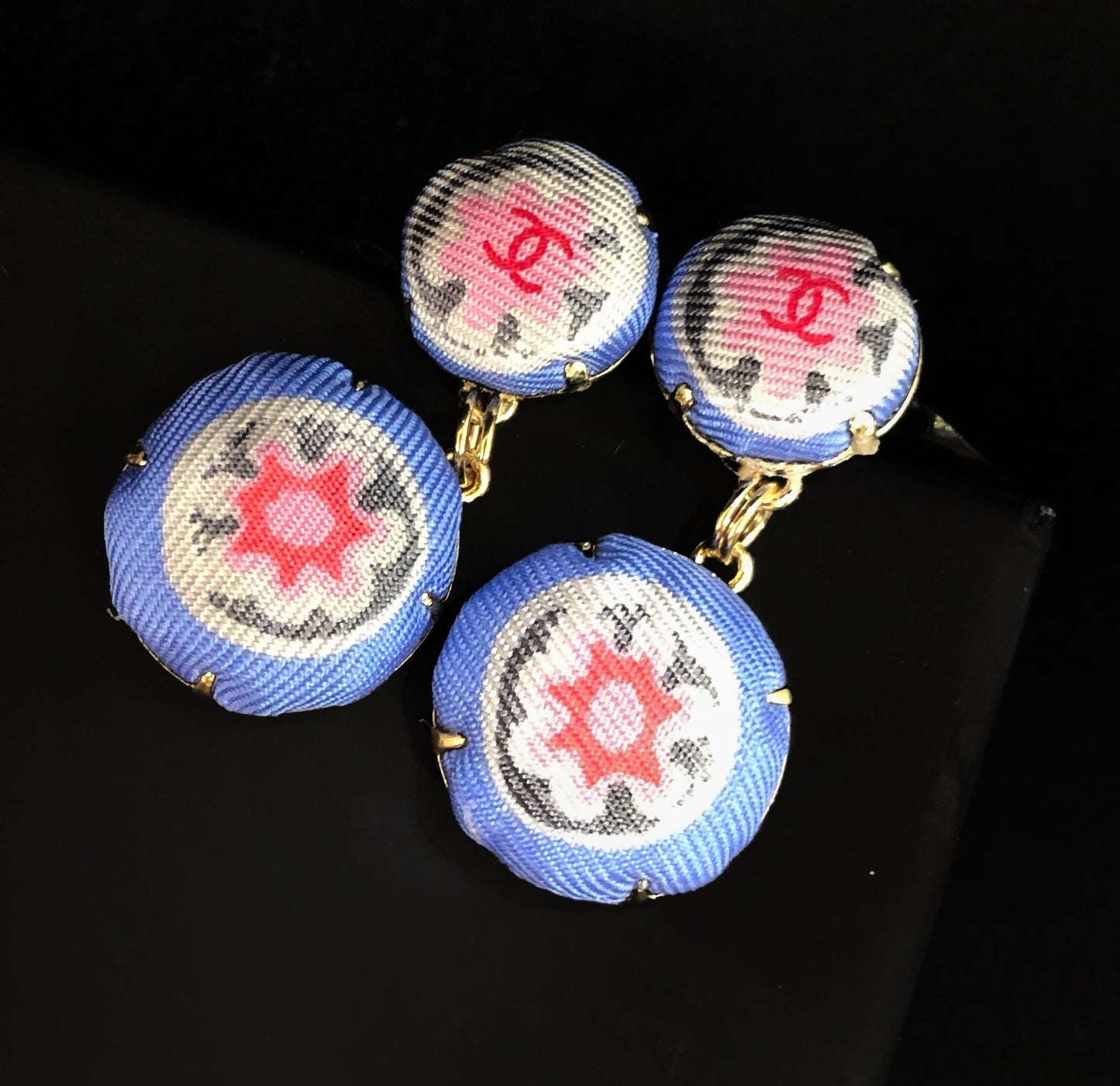 CC-Blue Jay & Pink Flower- CC005- Drop earring