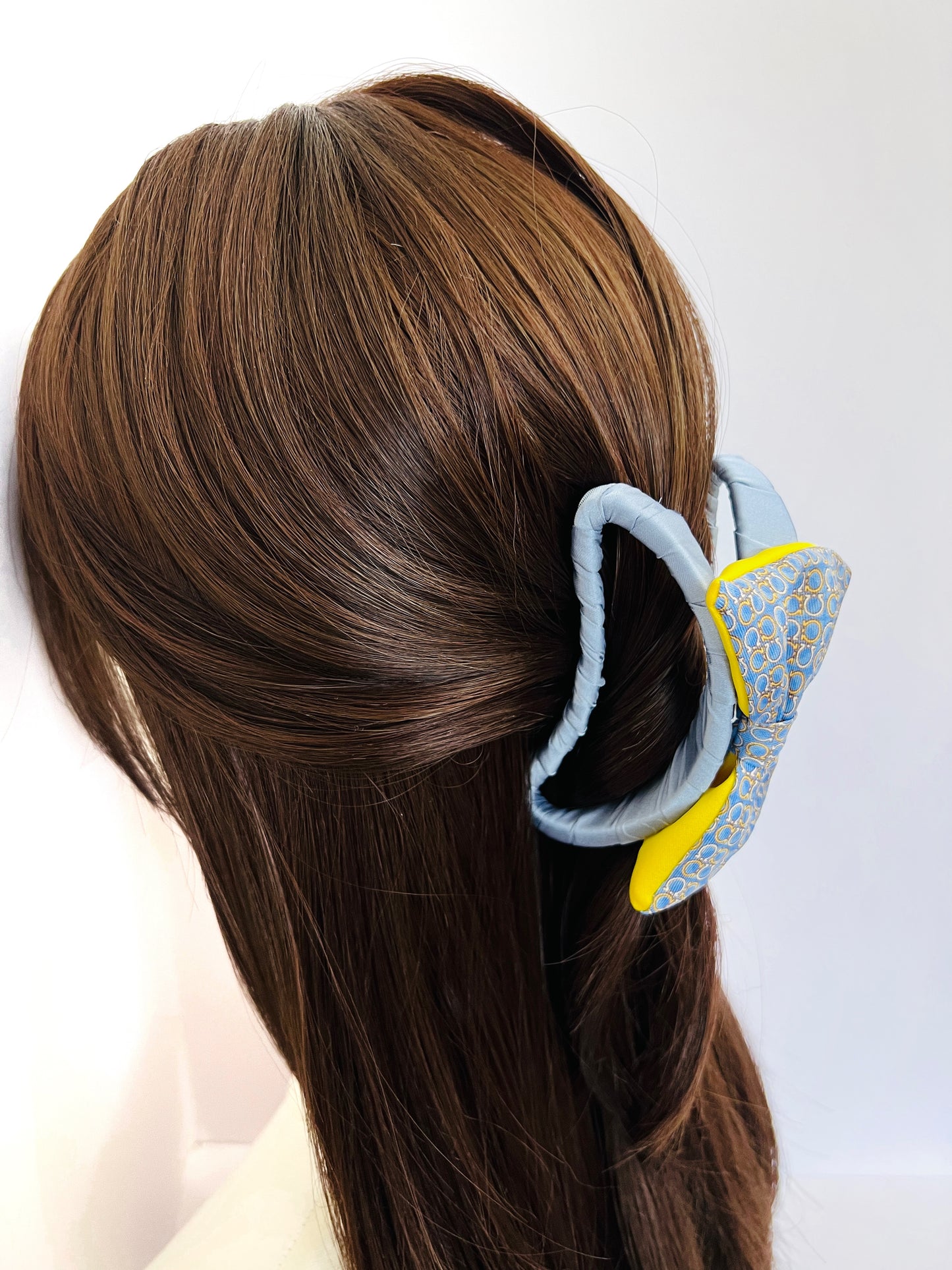 SF- Evening Blue & sunshine yellow SF0009/ Big Bow Grab Clip