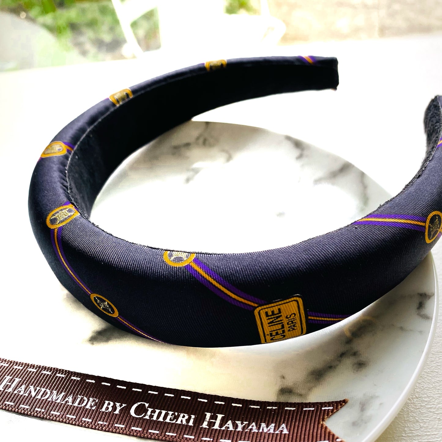 C-C black & purple strip Padded Headband