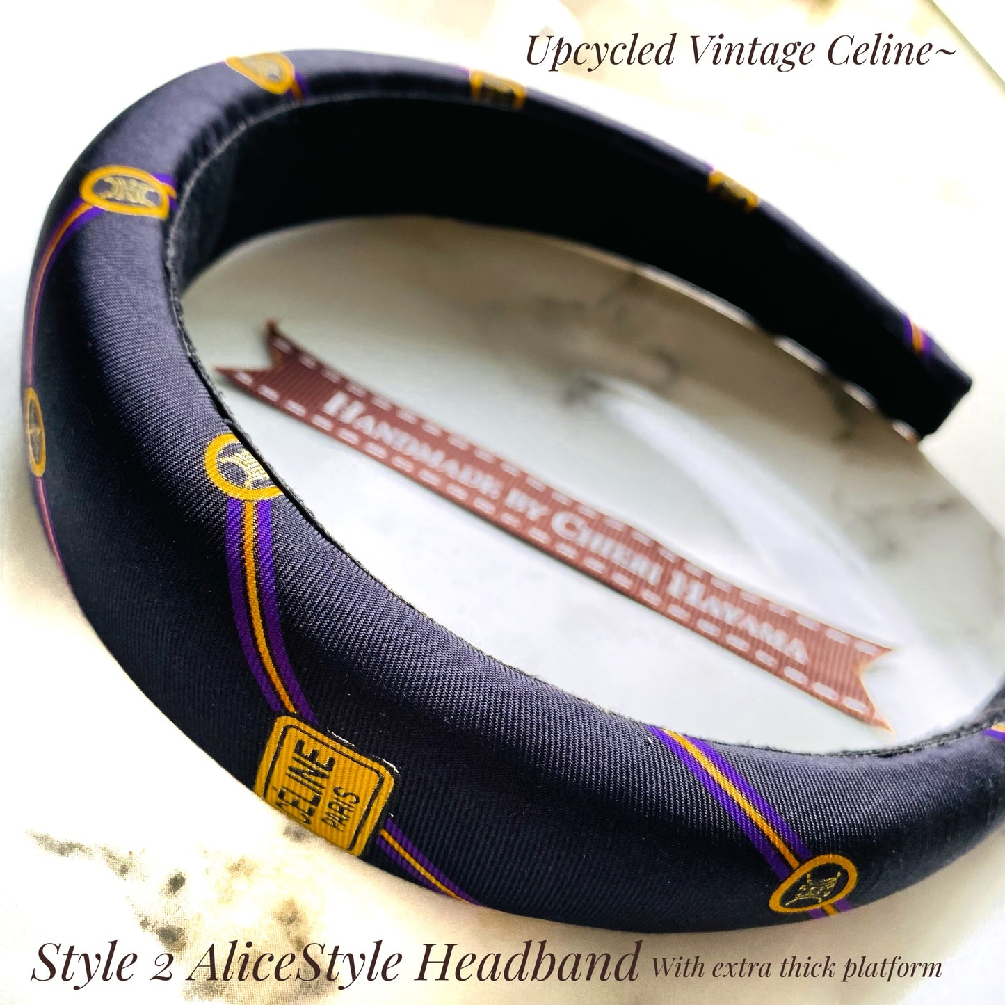 C-C black & purple strip Padded Headband