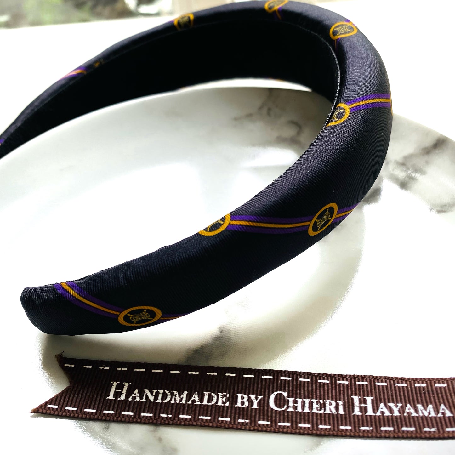 C-C black & purple strip Padded Headband