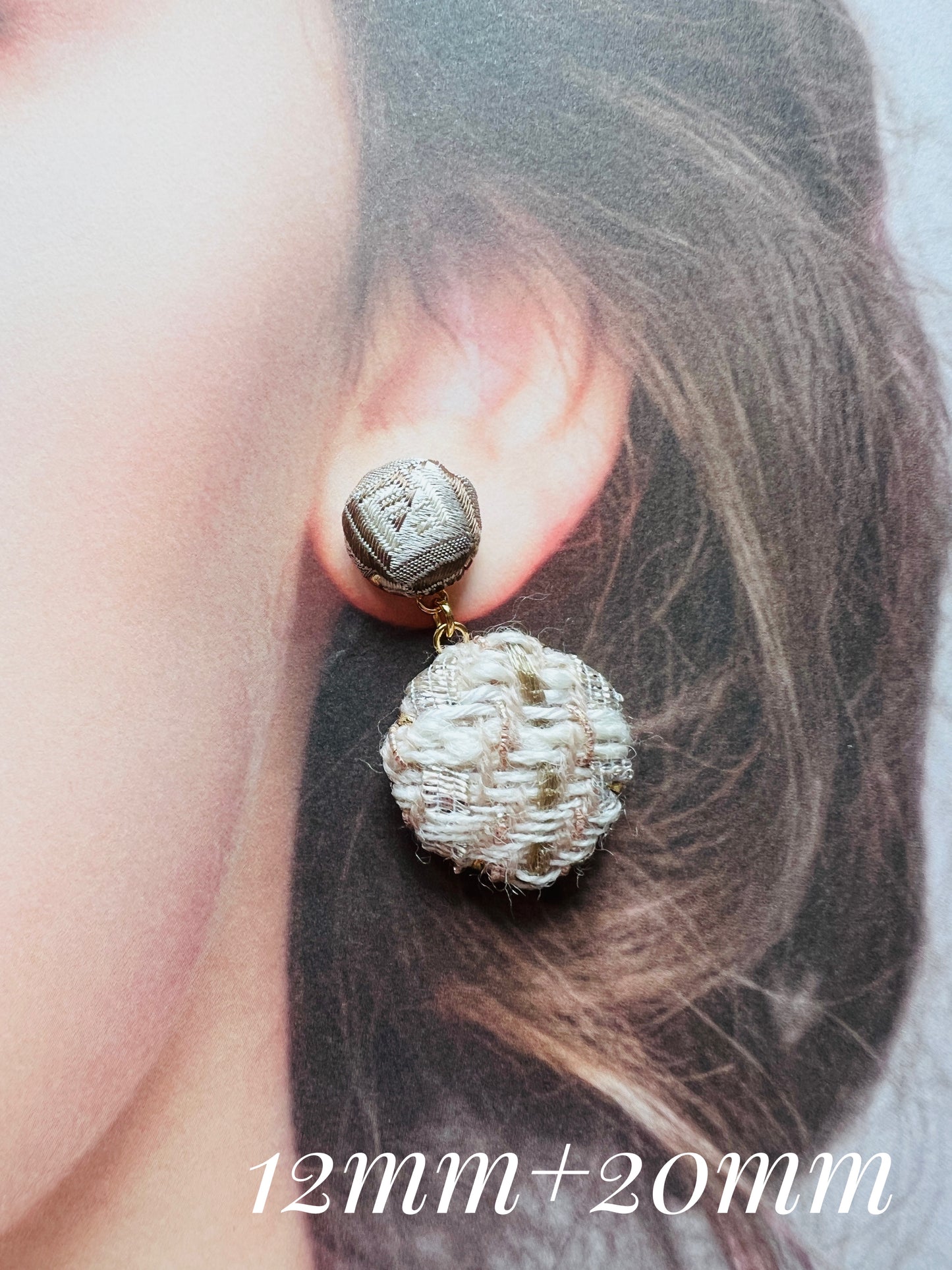 FF- Classic FF Beige & Light Gold- FF004- earring