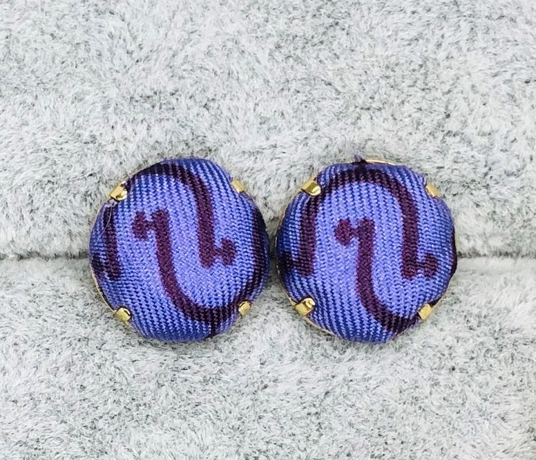 H-H0037- Velvet & Brown 'H' pattern- Hairband/ earring/ Scrunchie