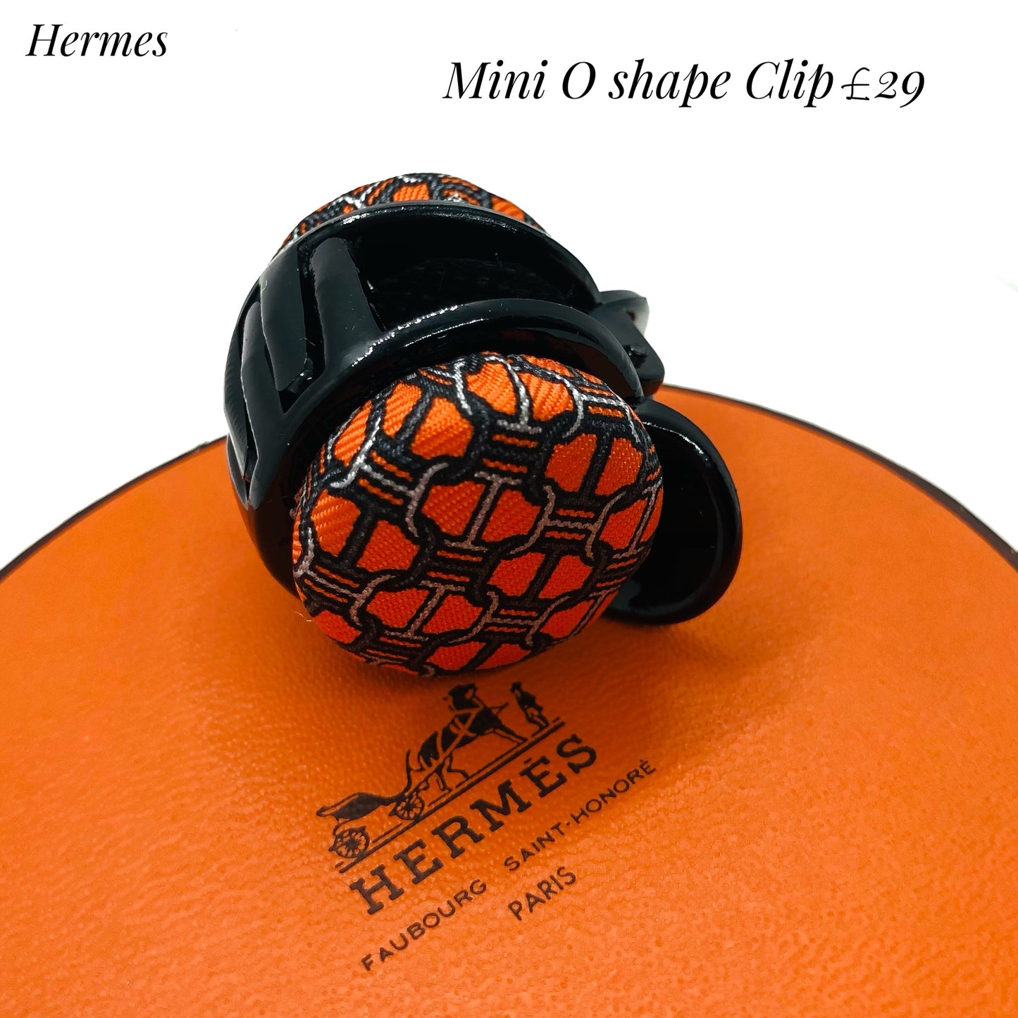 H-H Orange & Black iconic Maillon pattern H0007- Hairband/ earring/ O-shape Clip
