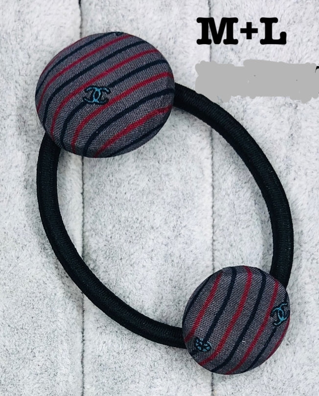 CC- Otter Grey with Red & Navy Strip CC monogram- CC055 - earring/ hairband