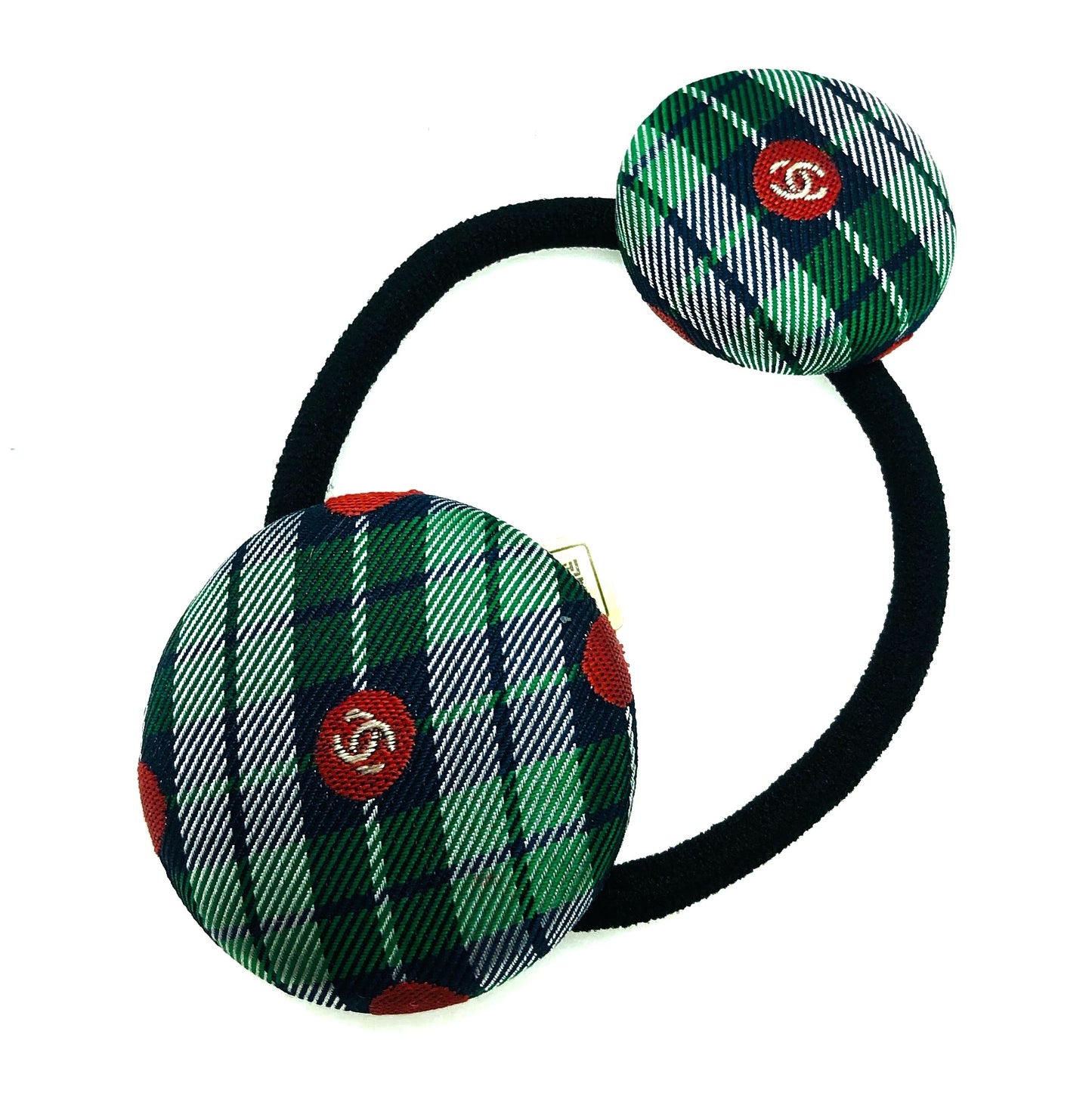 CC- Christmas Tree Green & Red Checks pattern CC logo- CC043- hairband/ earring