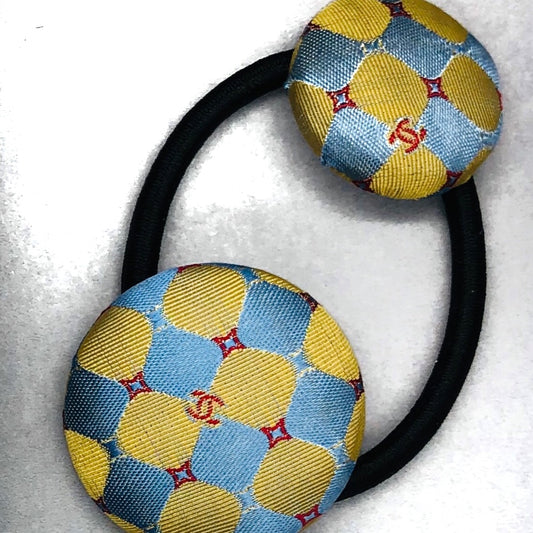 CC- Cobblestone & Slate Square pattern with Ruby CC monogram- CC033 - hairband