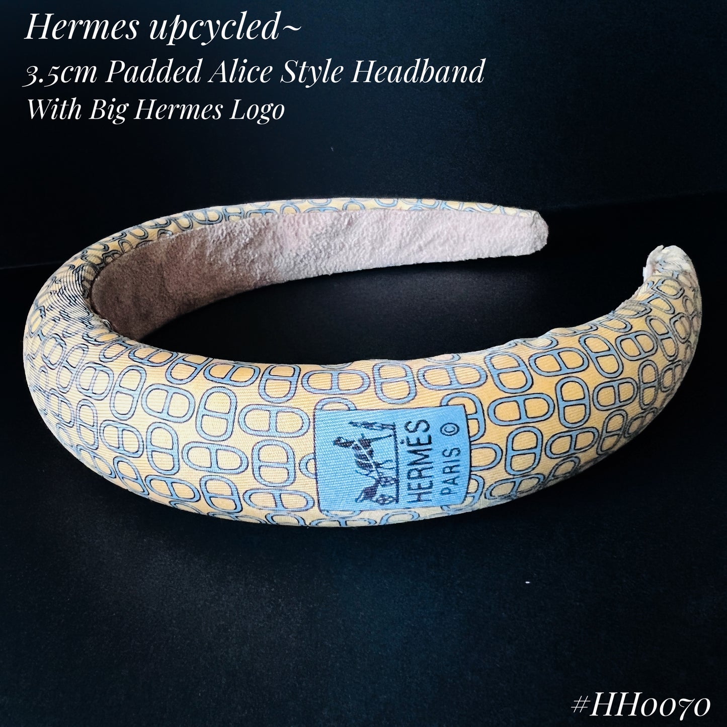 H-H0070  Sunflower Yellow & Copen Grey Maillon pattern- Alice style headband