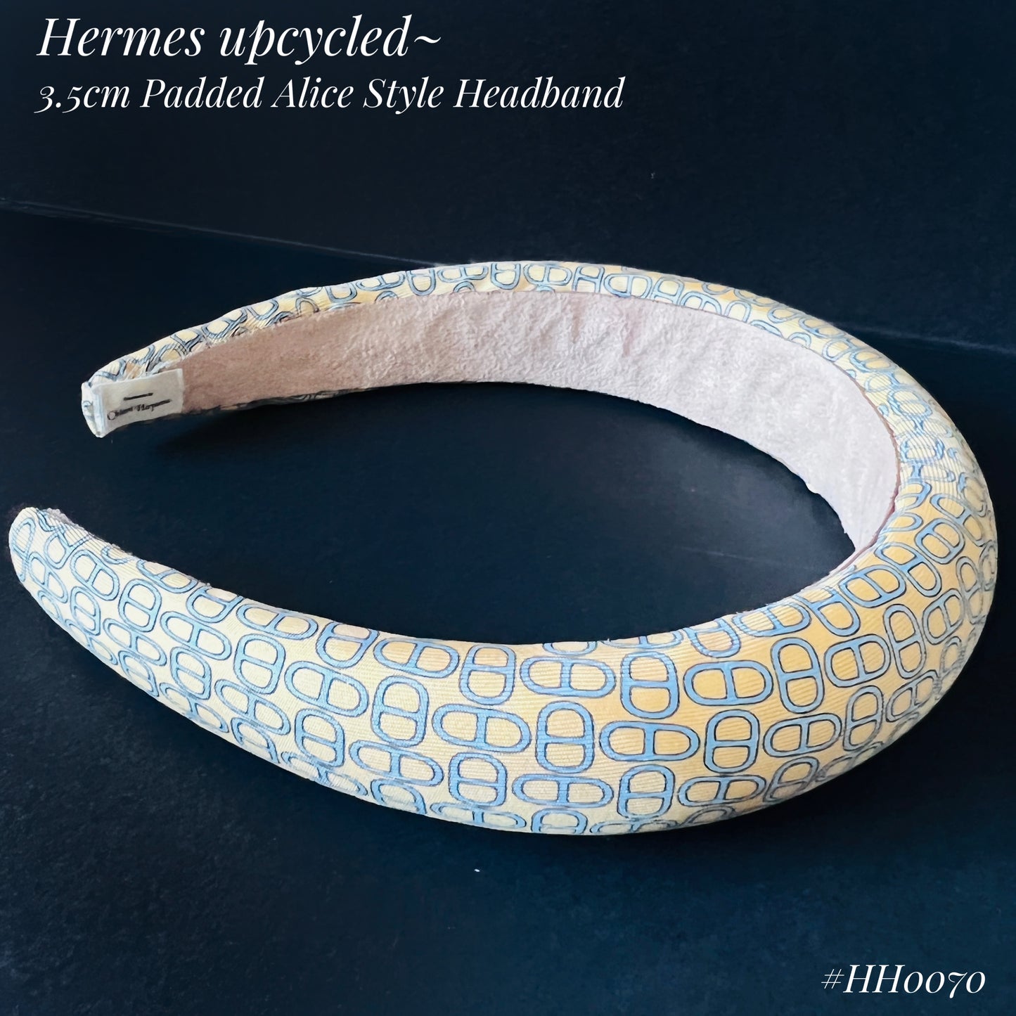 H-H0070  Sunflower Yellow & Copen Grey Maillon pattern- Alice style headband