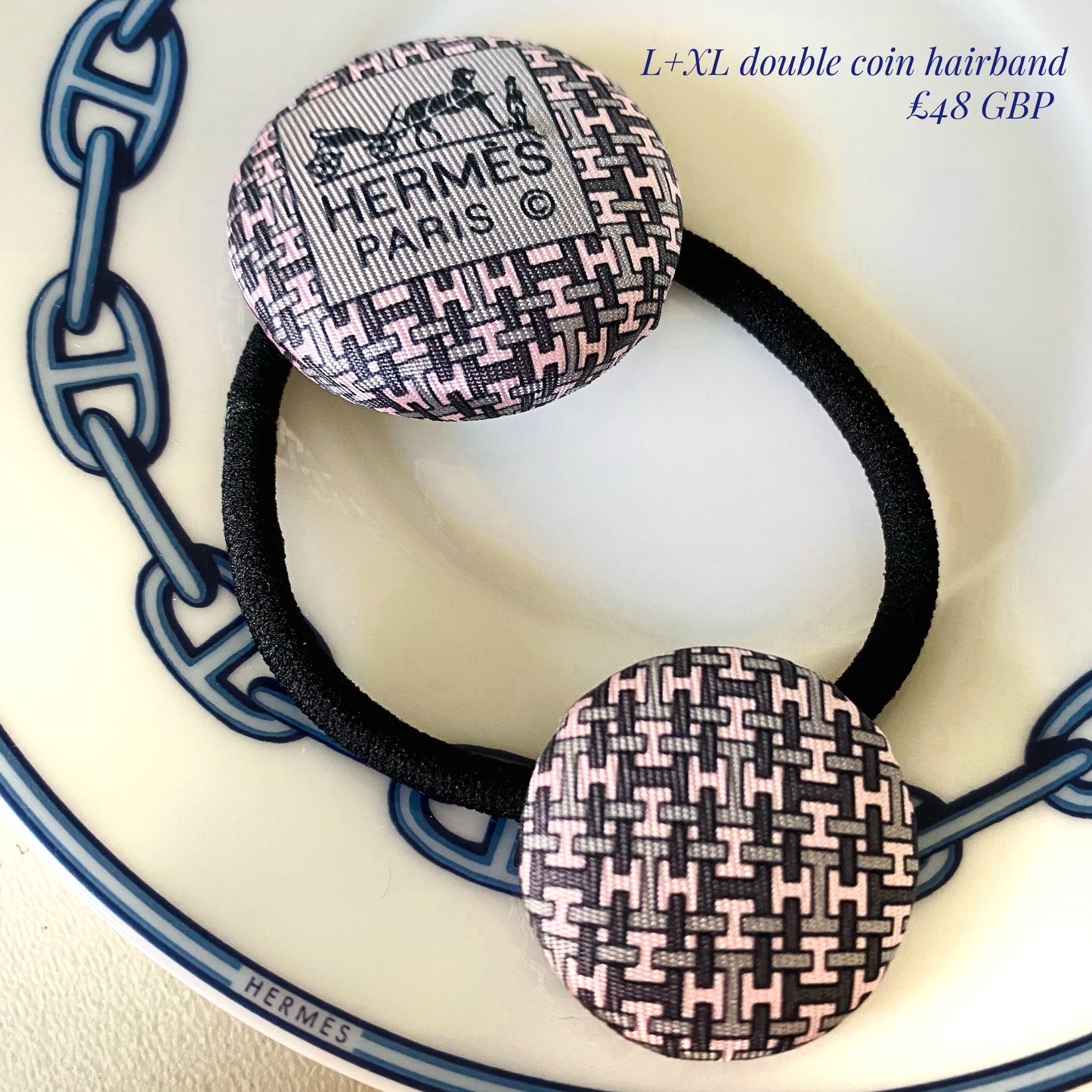 H-H0027- light pink & 2 shape of grey H Hairband