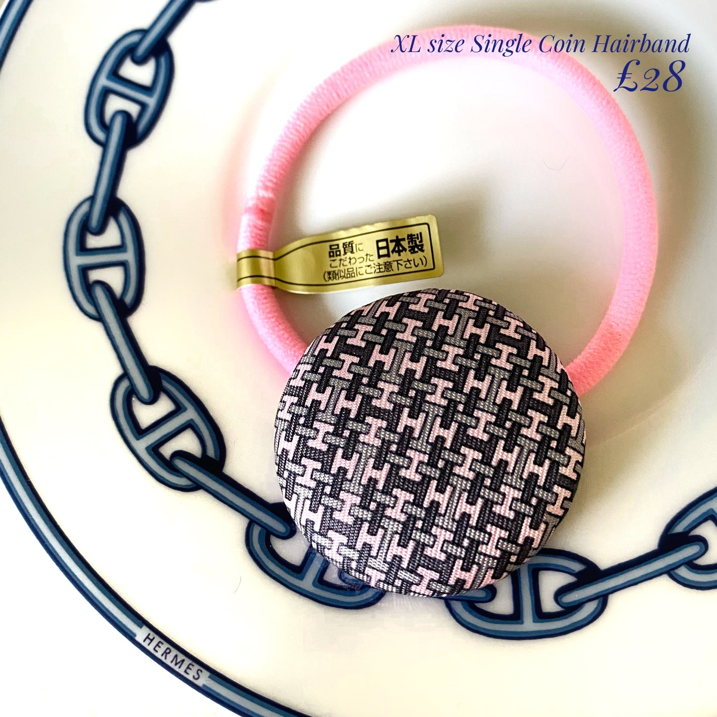 H-H0027- light pink & 2 shape of grey H Hairband