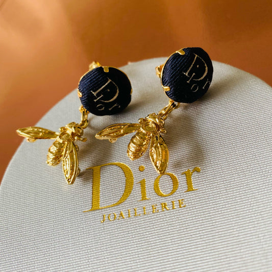 D-Drop earring- navy