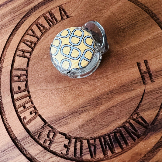 H-H0070 Sunflower Yellow & Copen Grey Maillon pattern- Mini O-shape Clip