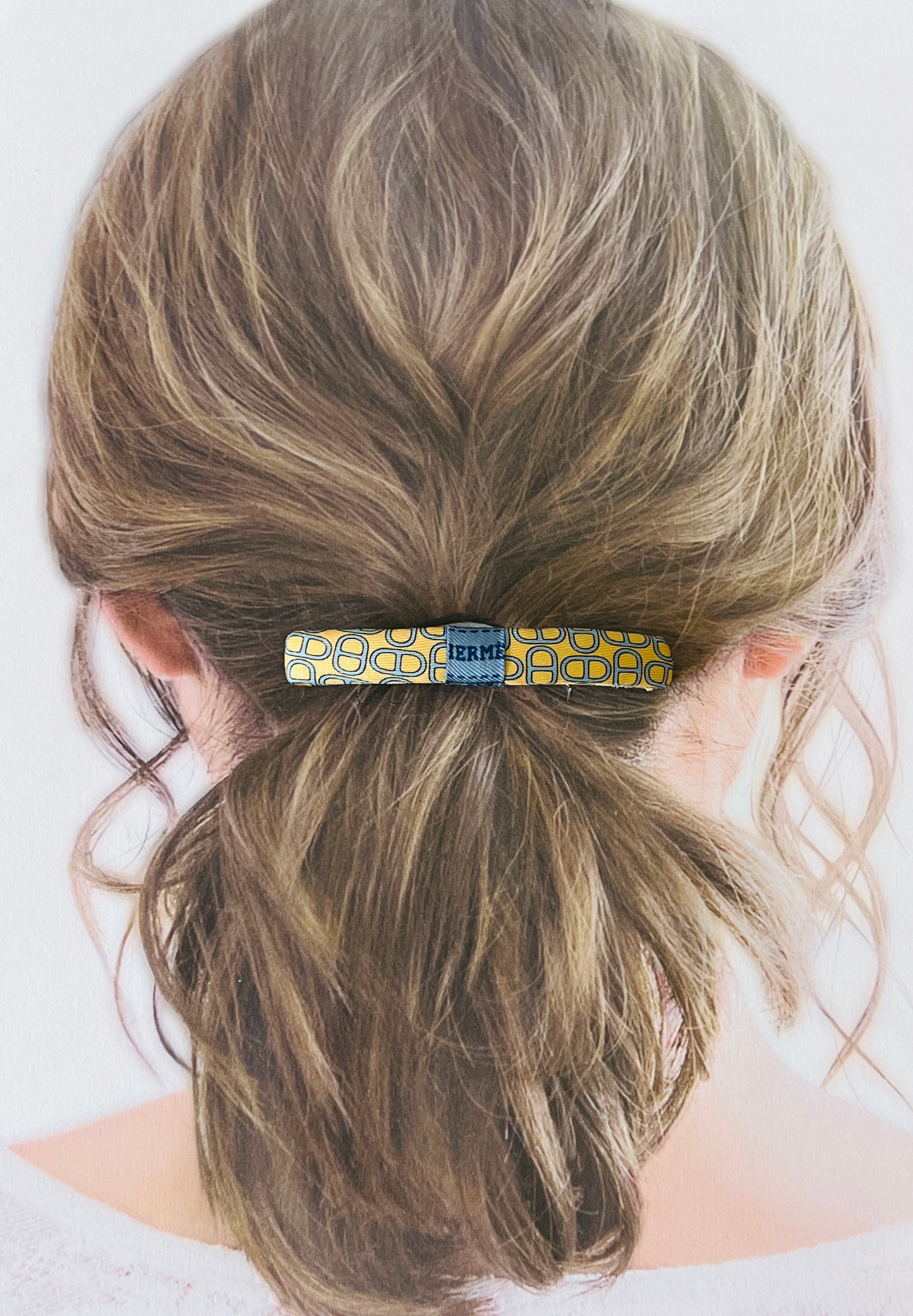 H-H0070  Sunflower Yellow & Copen Grey Maillon pattern- Slim Clip