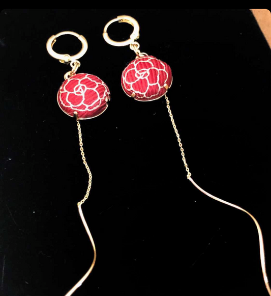 CC- Red Camellias- CC046- Drop earring