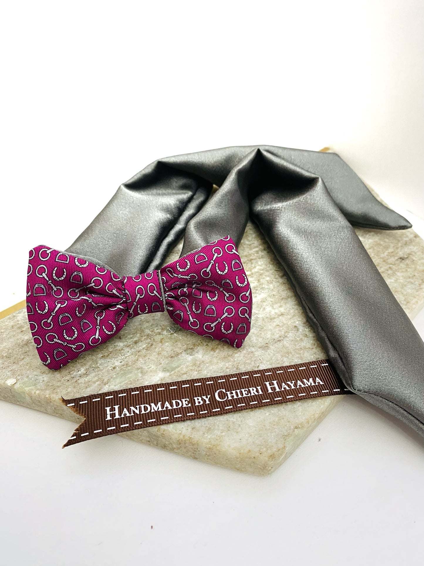 H-H0015- Bordeaux & Lucky Chain on your Mark- Handbag Ribbon