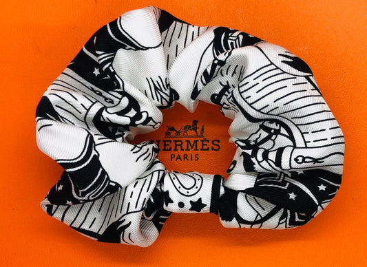 H-H Black & White Horse- Scrunchie