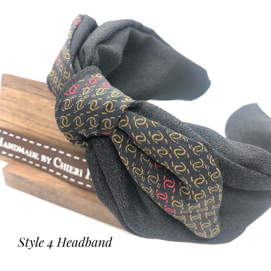 CC-Black with Bison & Cardinal CC logo- CC047- Headband/ Hairband/ Scrunchie