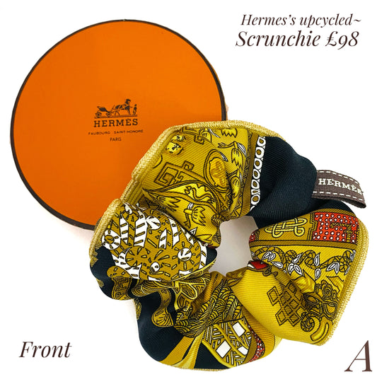 H-H Classic Vintage Pattern Black/Gold/Red -H0002- Scrunchie