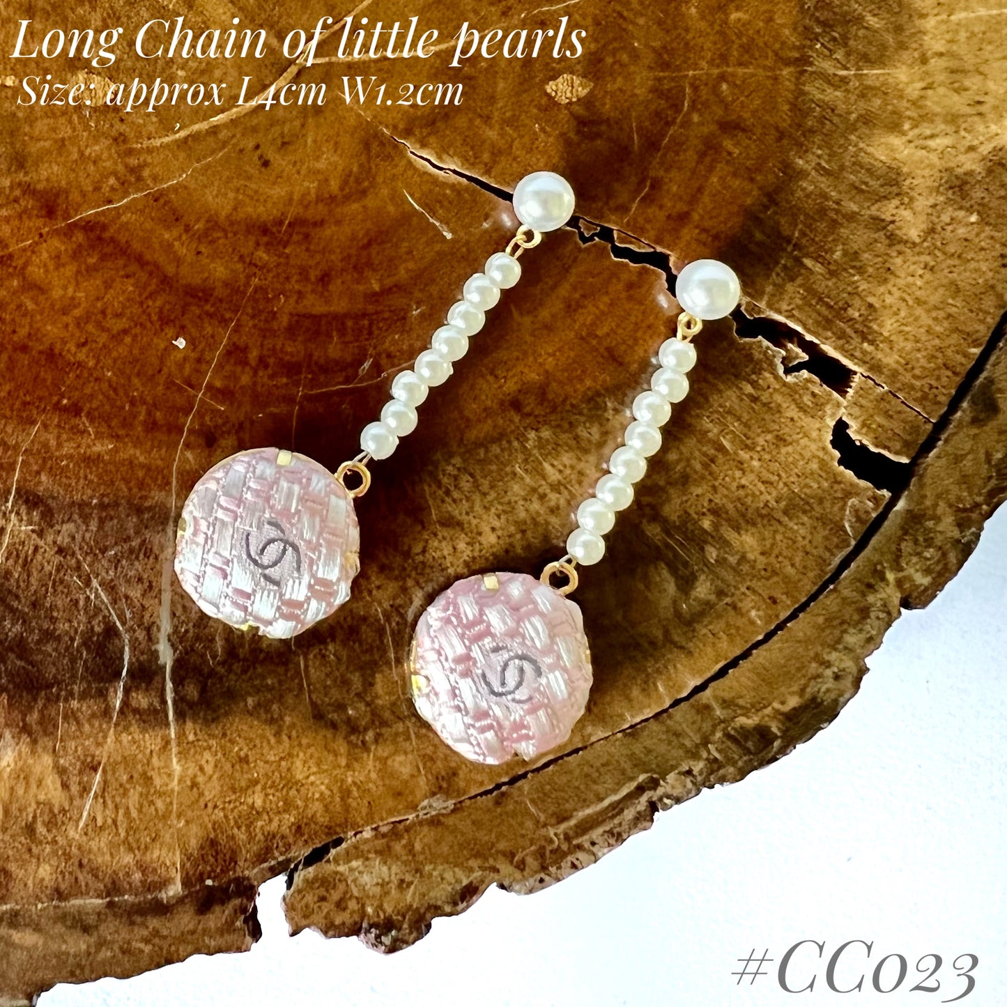 CC- Pink Tweeds & Pearl CC logo- CC023- earring collection