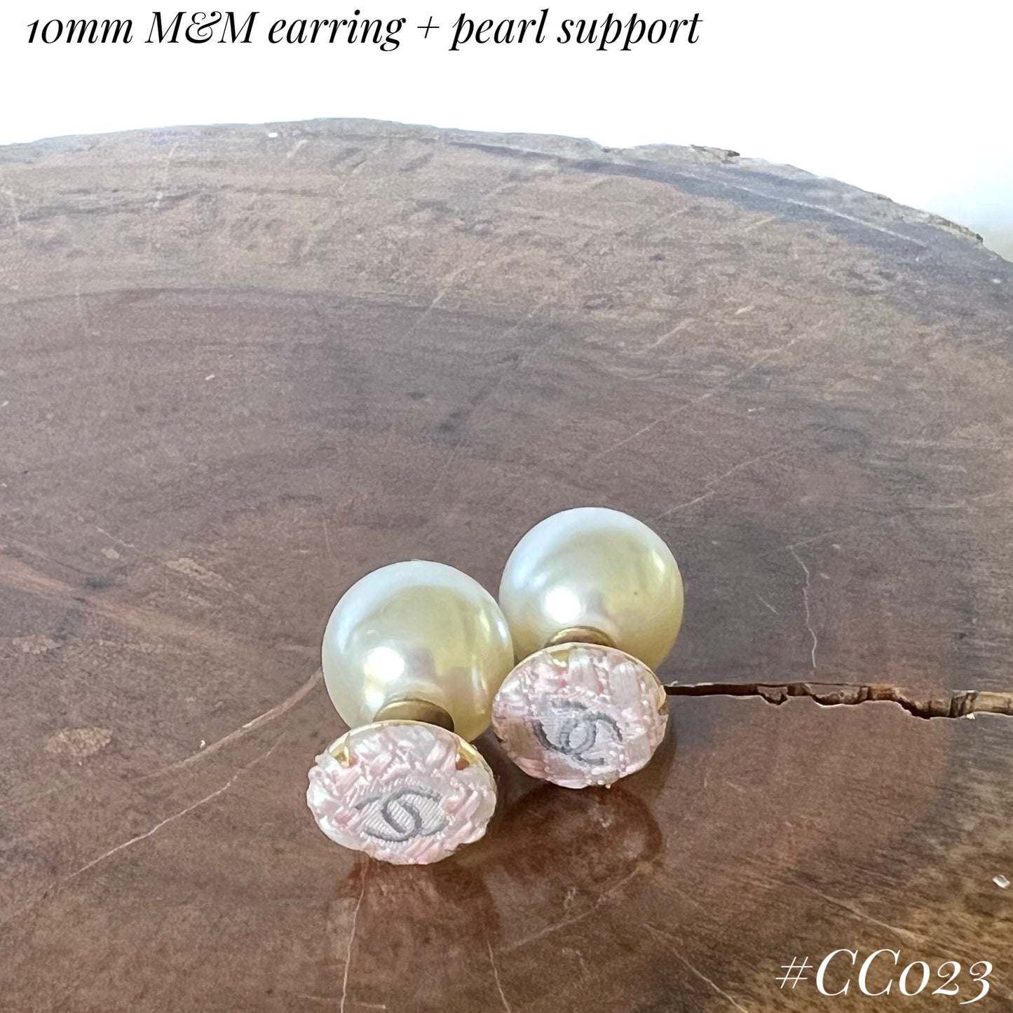 CC- Pink Tweeds & Pearl CC logo- CC023- earring collection