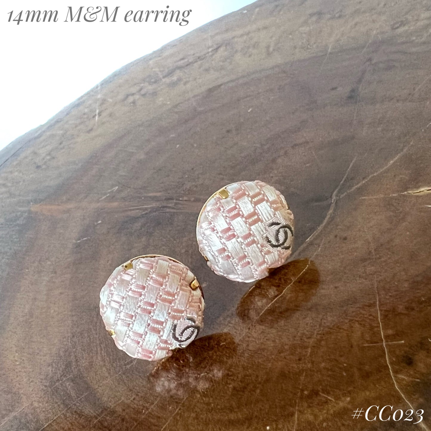 CC- Pink Tweeds & Pearl CC logo- CC023- earring collection