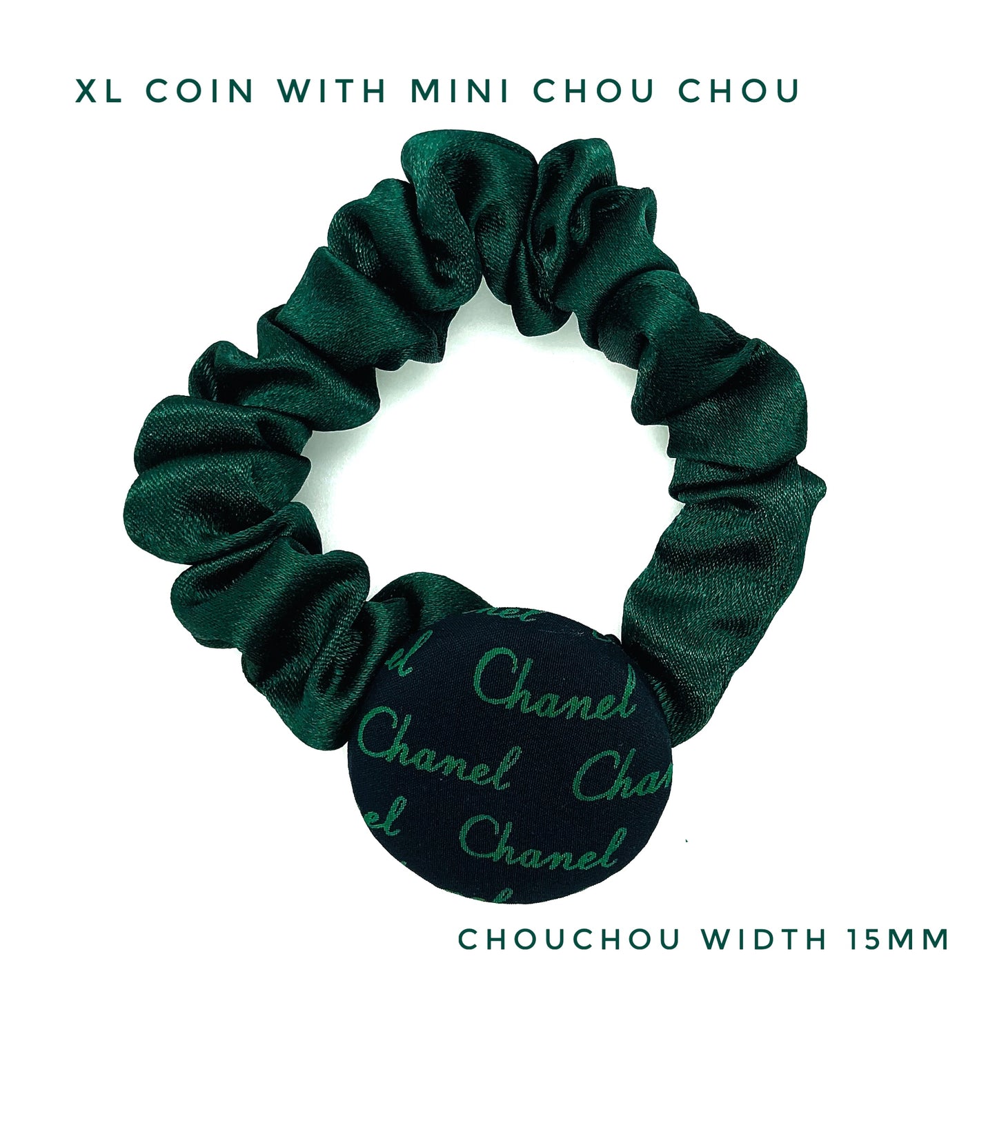 CC- Deep Navy Blue with Green CC monogram- CC037 - Headband/ earring/ hairband/ Scrunchie