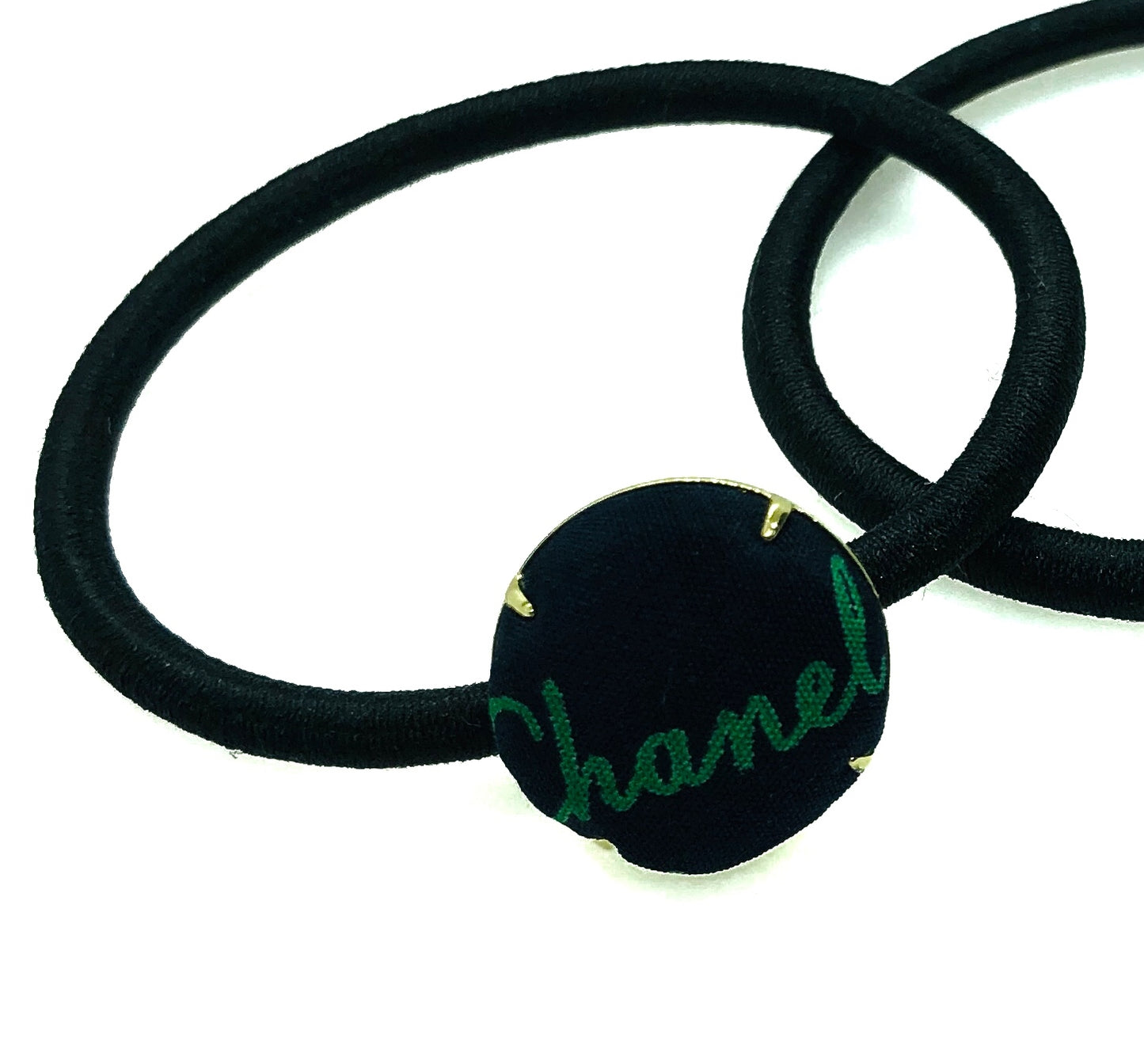 CC- Deep Navy Blue with Green CC monogram- CC037 - Headband/ earring/ hairband/ Scrunchie