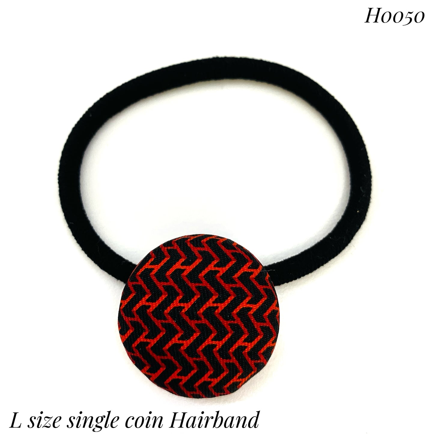 H-H0050- Black & Shocking Orange Minotaure H pattern - hairband / earring